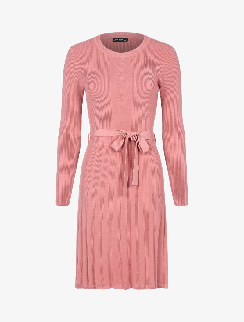 ÉGLANTINE | Vestido jersey de punto de corte skater - rosa