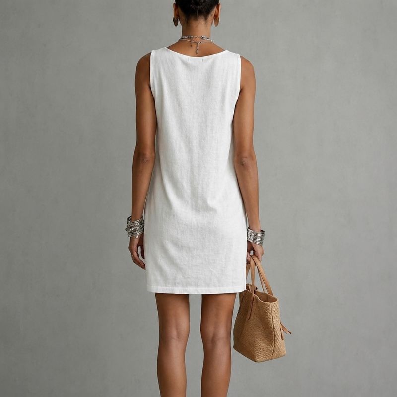 OMBELINE | Robe drapée sans manches en coton