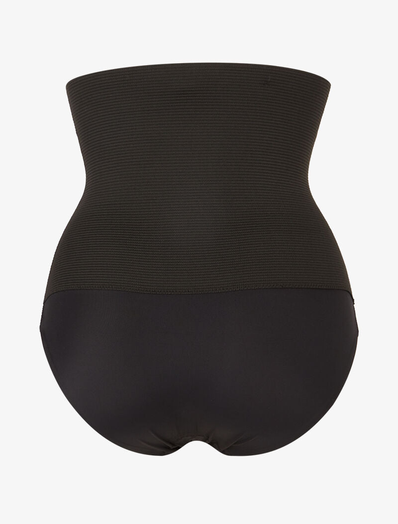 EUGÉNIE | Culotte gainante à taille empire texturée - noir - noir