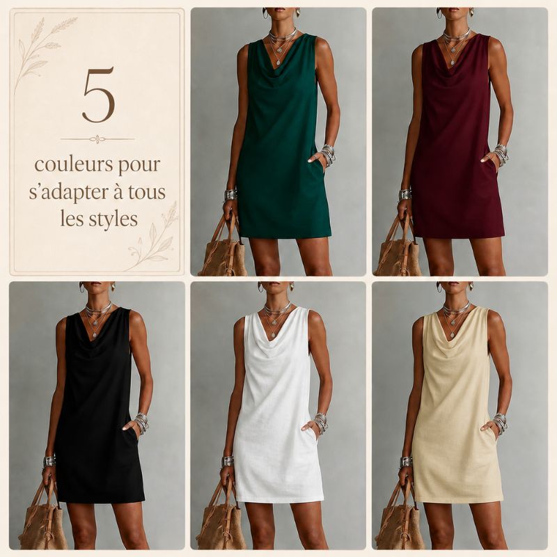 OMBELINE | Robe drapée sans manches en coton