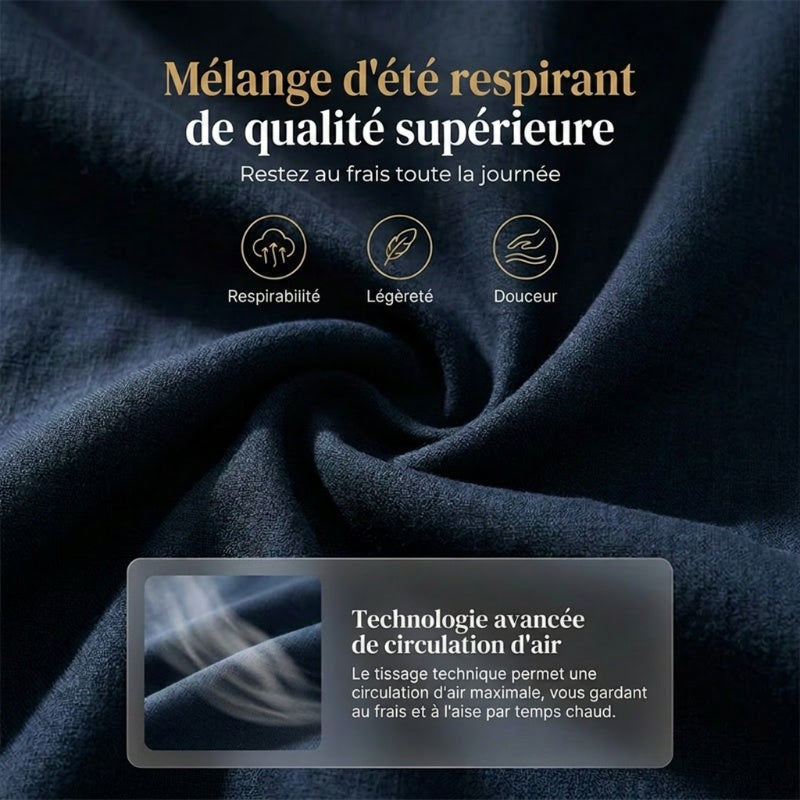 LOUISON | Robe longue en coton-lin à poches, boutons asymétriques