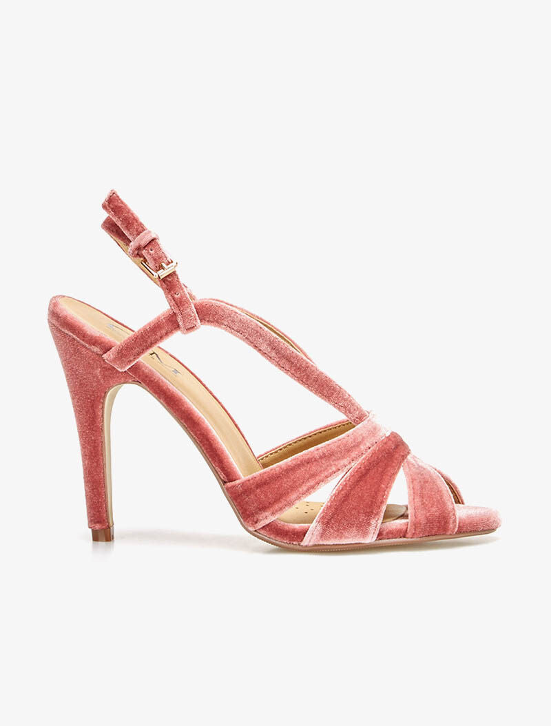 XENIA | Peep toes de terciopelo con tiras - rosa