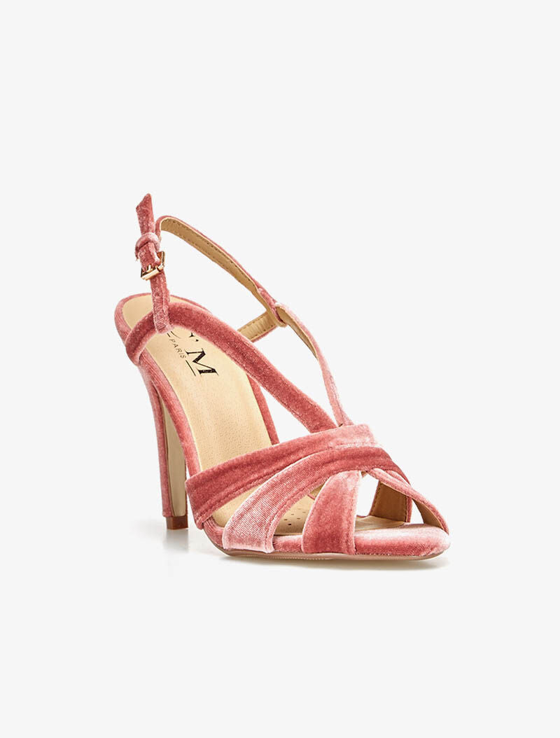 XENIA | Peep toes de terciopelo con tiras - rosa