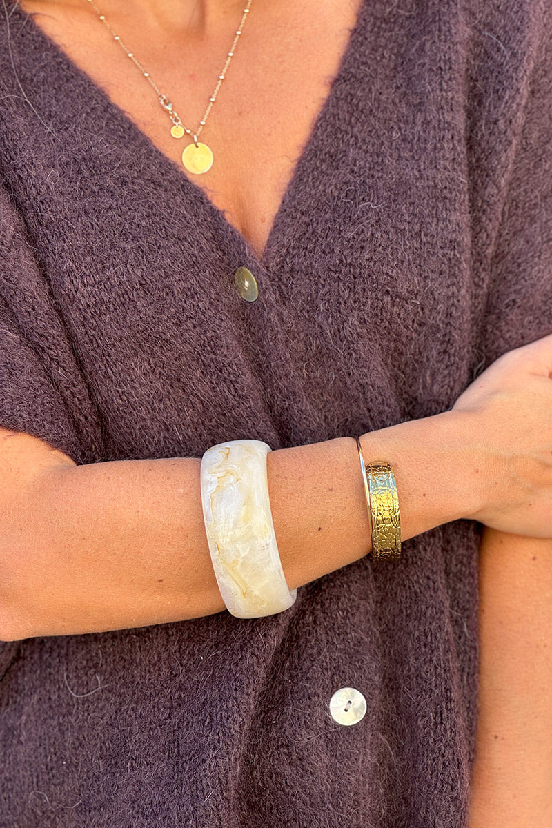 CONSTANCE | Pulsera de aro de resina marmoleada beige
