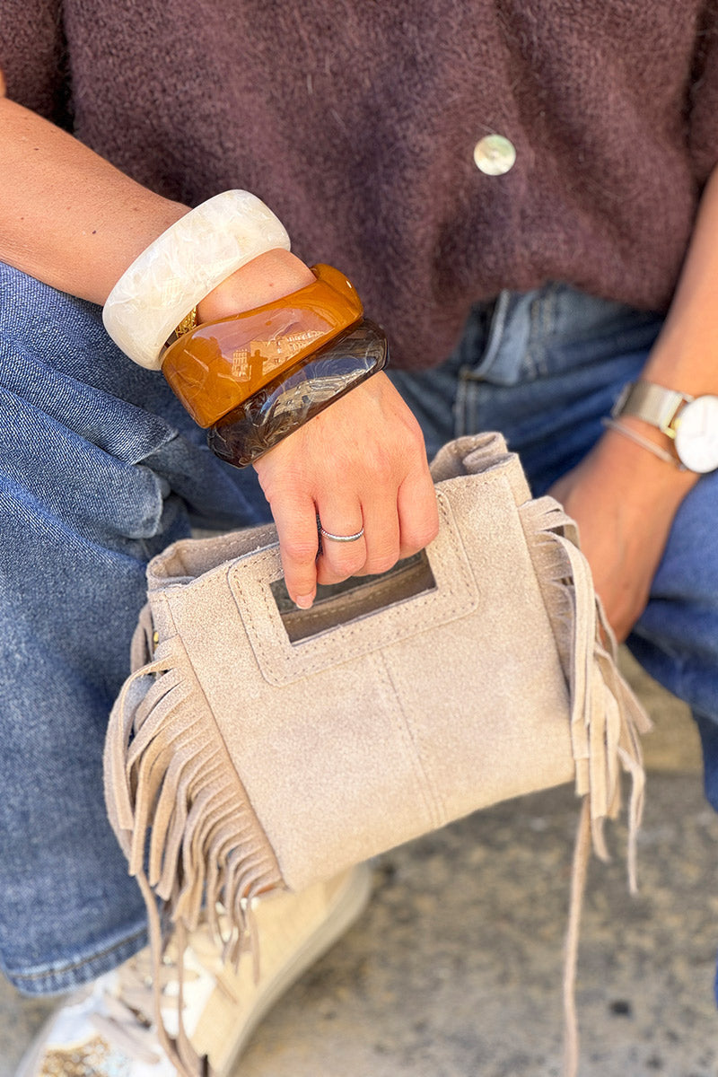 CONSTANCE | Pulsera de aro de resina marmoleada beige