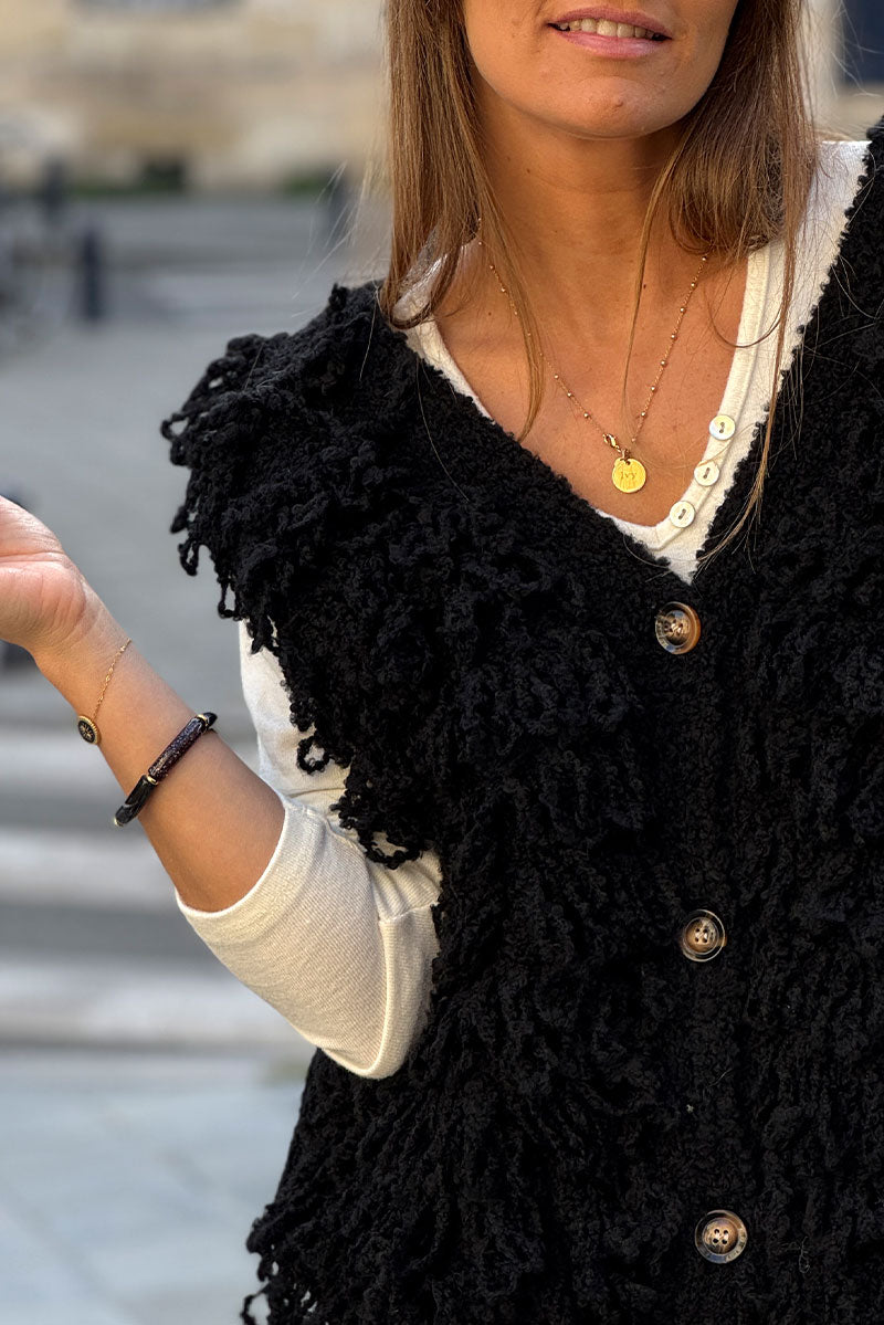 CORALIE | Pulsera de eslabones finos dorados con ojo negro