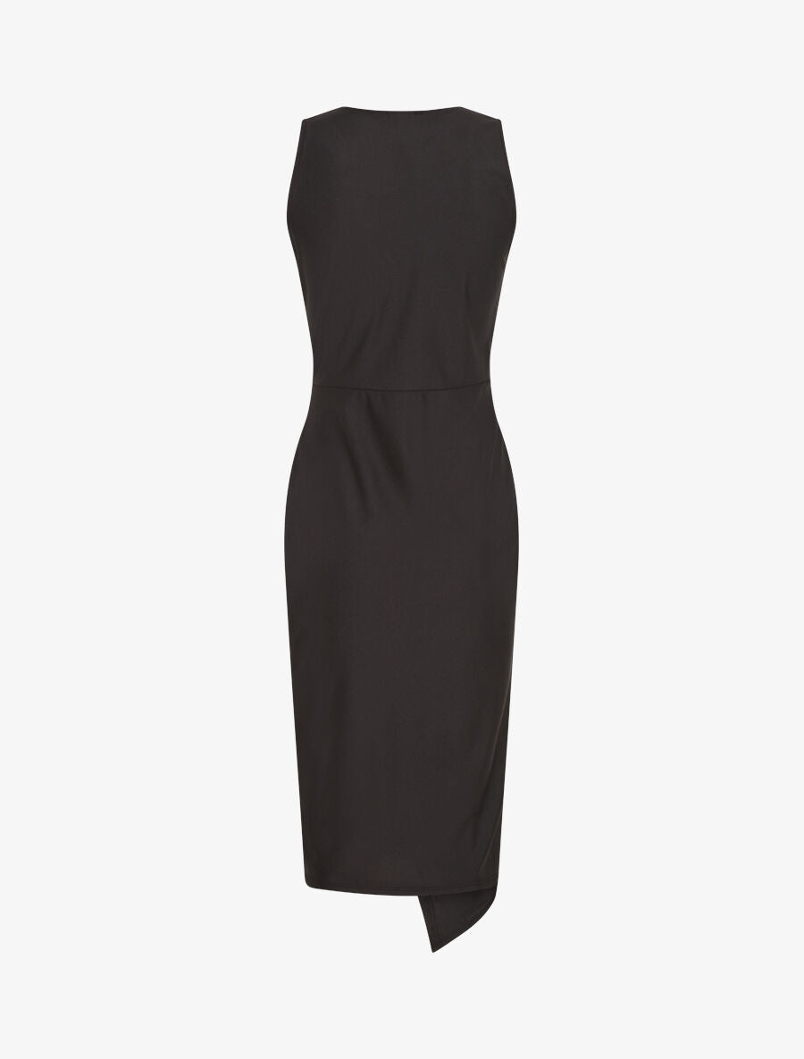 PAULINE | Vestido satinado liso con hebilla - Negro