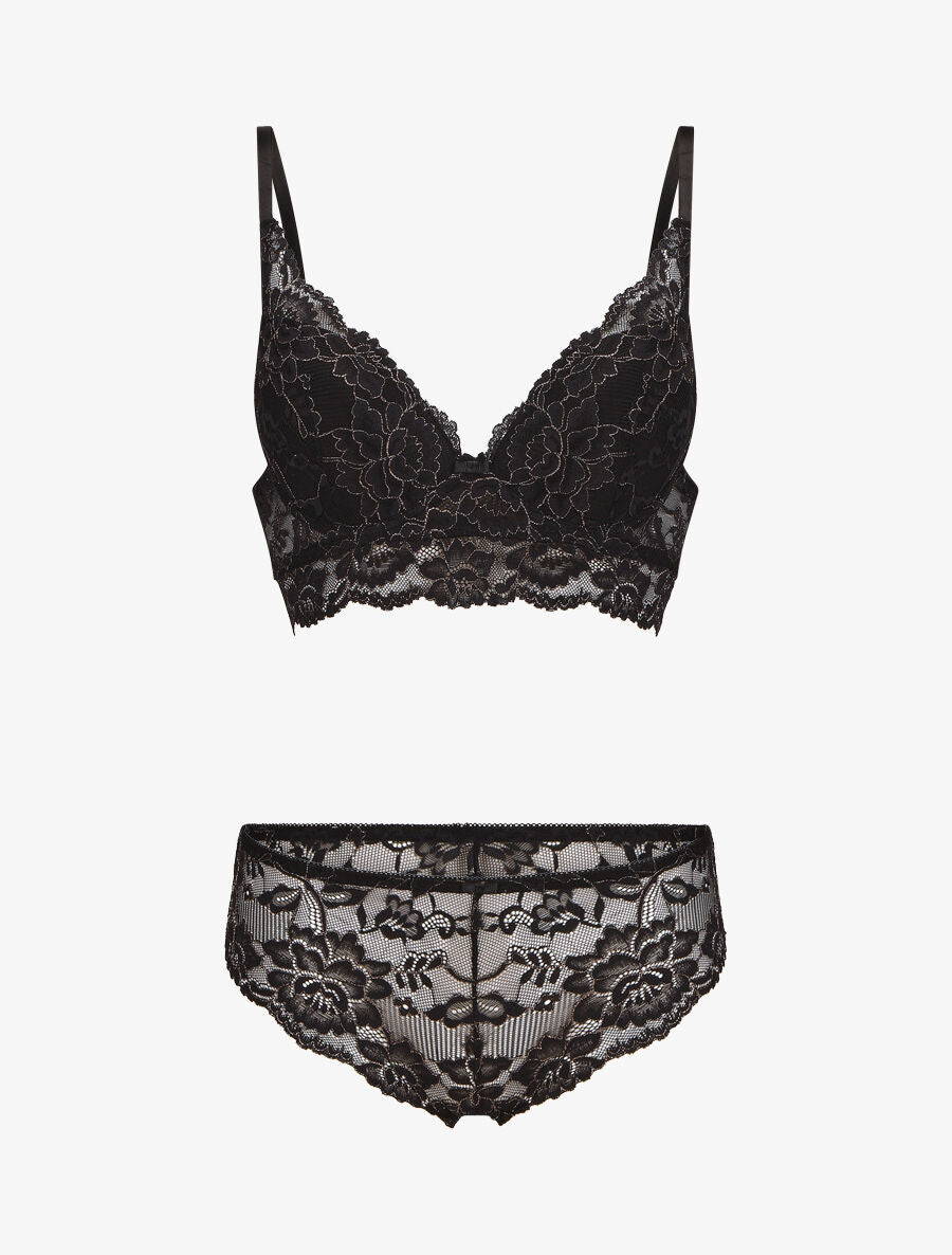 ANAÏS | Ensemble lingerie en dentelle irisée - Noir
