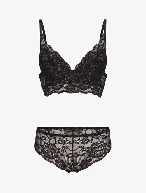 ANAÏS | Ensemble lingerie en dentelle irisée - Noir