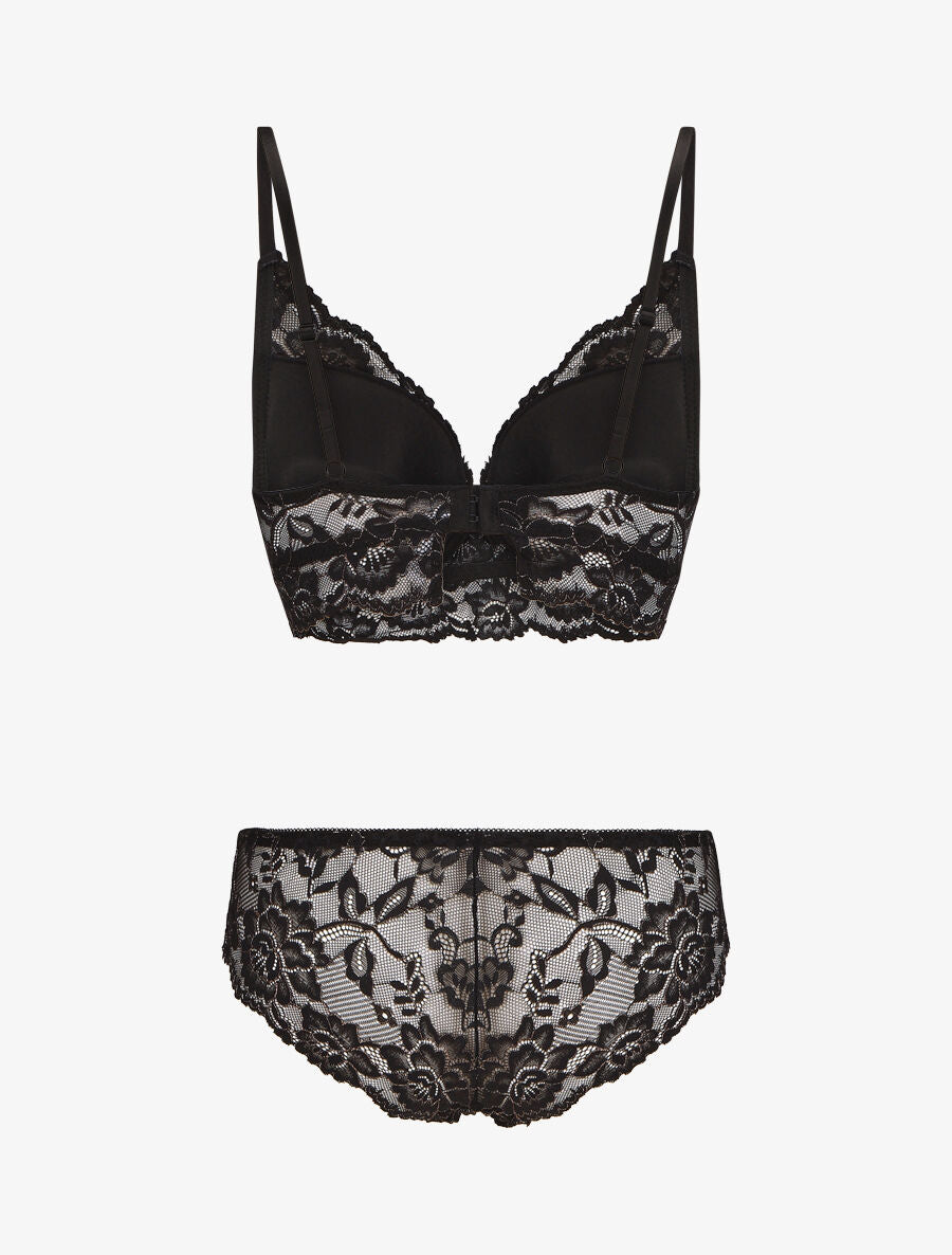 ANAÏS | Ensemble lingerie en dentelle irisée - Noir