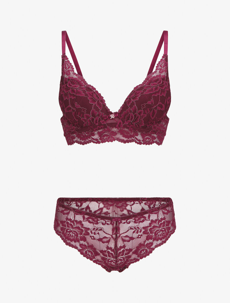 ANAÏS | Ensemble lingerie en dentelle irisée - Prune
