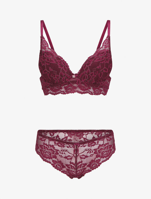 ANAÏS | Ensemble lingerie en dentelle irisée - Prune