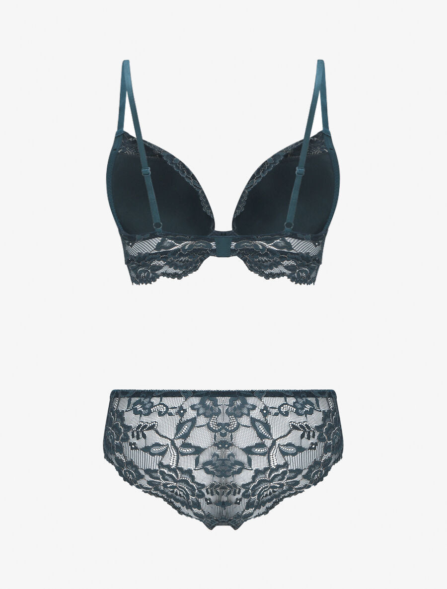 ANAÏS | Ensemble lingerie en dentelle irisée - Bleu canard