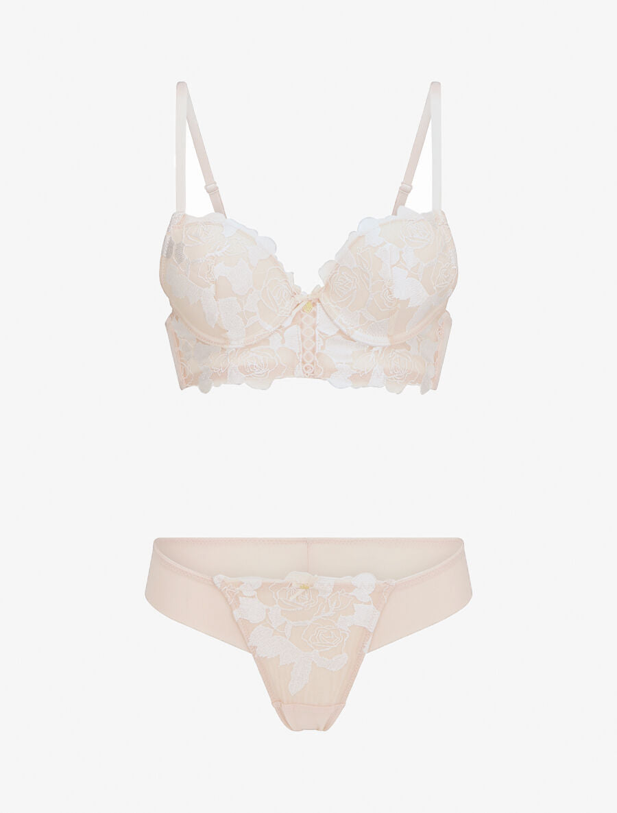 APOLLINE | Ensemble lingerie en dentelle motif roses - Nude