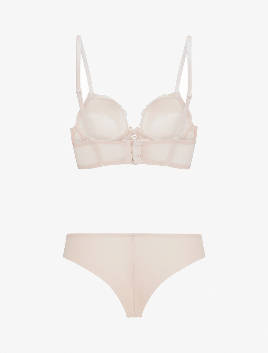 APOLLINE | Ensemble lingerie en dentelle motif roses - Nude