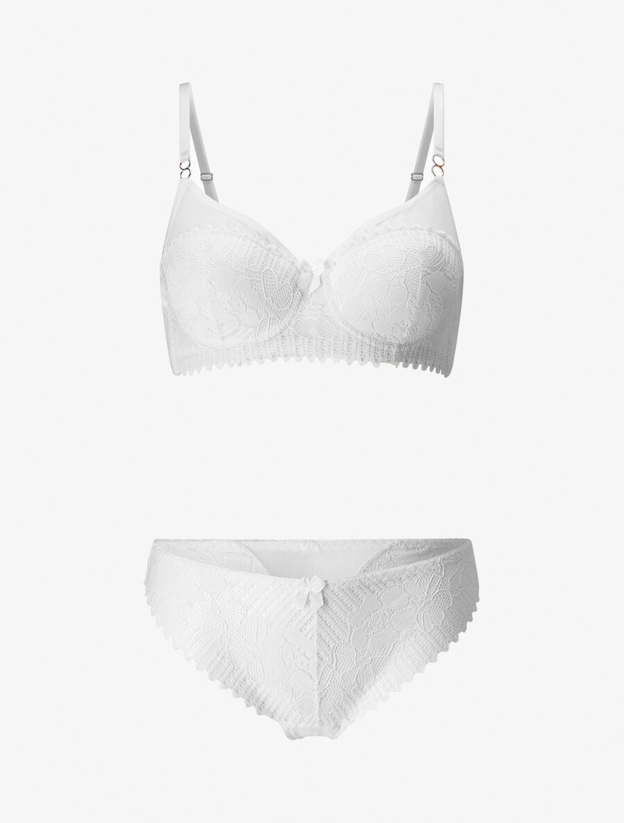 BÉRÉNICE | Ensemble soutien-gorge et string en dentelle - Blanc