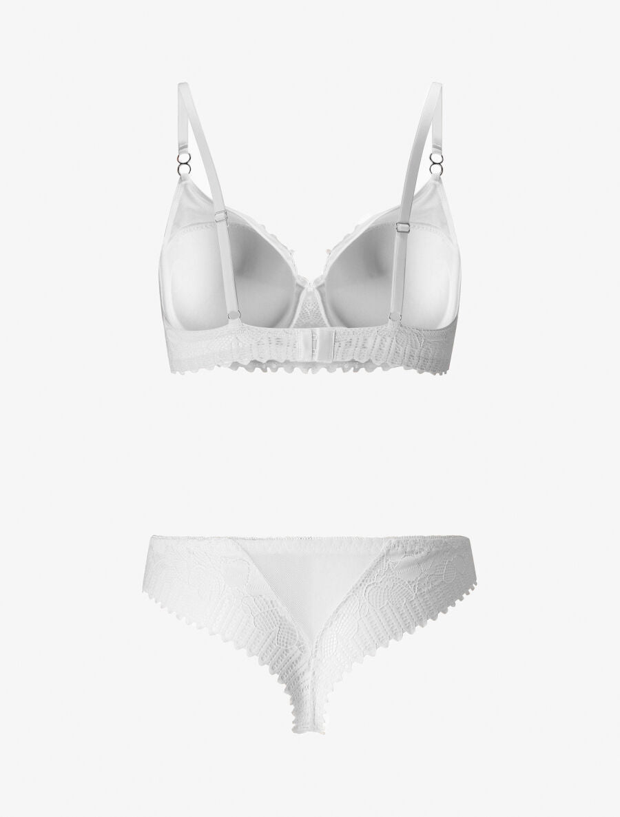 BÉRÉNICE | Ensemble soutien-gorge et string en dentelle - Blanc