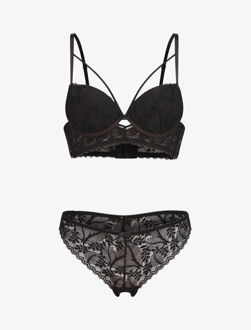 ARLETTE | Ensemble lingerie en dentelle à liens - Noir
