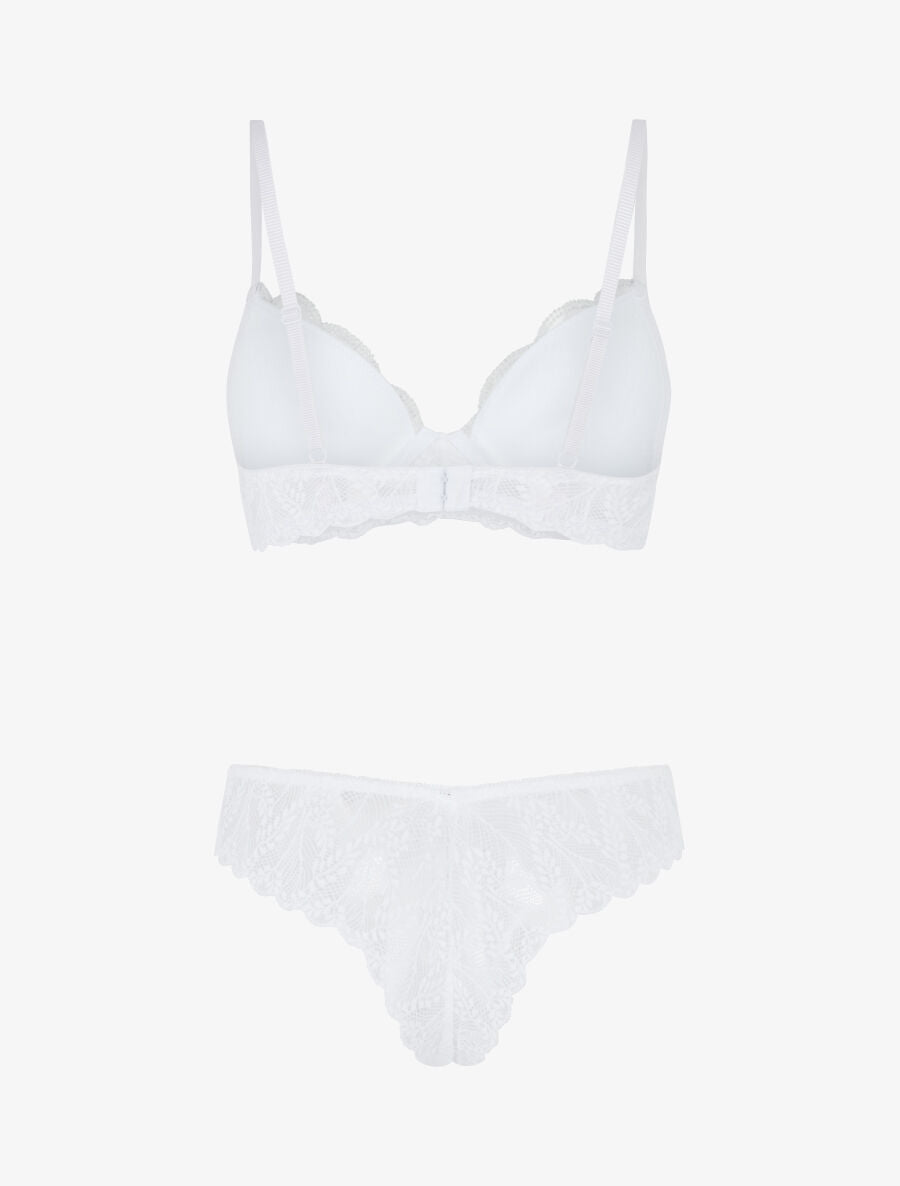 AMBRE | Ensemble soutien-gorge et tanga en dentelle irisée - Blanc
