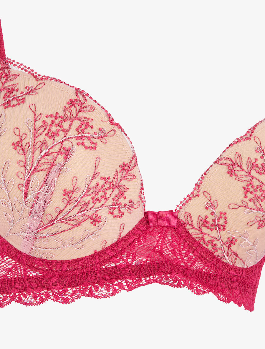 AMBRE | Ensemble soutien-gorge et tanga en dentelle irisée - Fuchsia