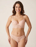 CORALIE | Ensemble soutien-gorge et tanga et bijoux coeurs - Rose saumon