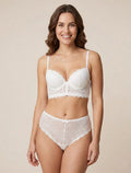 CLARISSE | Ensemble soutien-gorge et tanga en dentelle ajourée - Blanc