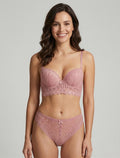 CLARISSE | Ensemble soutien-gorge et tanga en dentelle ajourée - Vieux rose