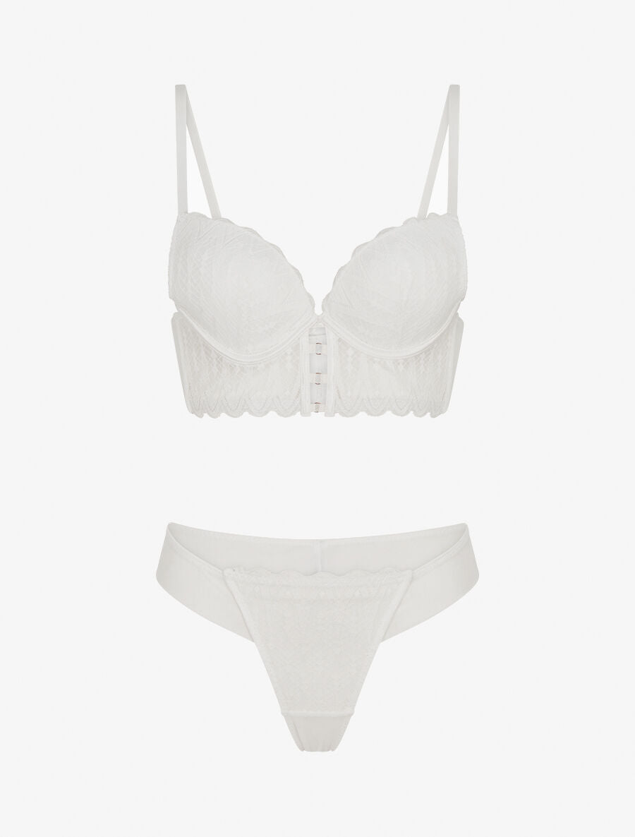 CAPUCINE | Ensemble soutien-gorge et tanga en dentelle - Blanc