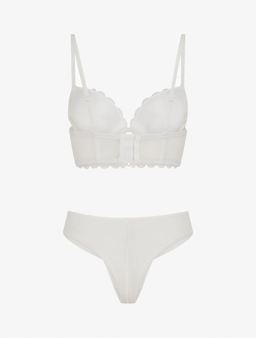 CAPUCINE | Ensemble soutien-gorge et tanga en dentelle - Blanc