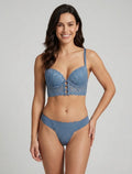 CAPUCINE | Ensemble soutien-gorge et tanga en dentelle - Bleu