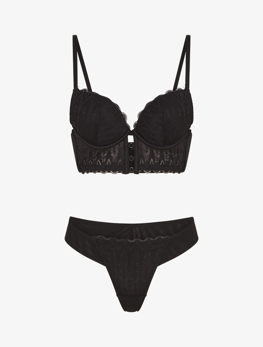 CAPUCINE | Ensemble soutien-gorge et tanga en dentelle - Noir
