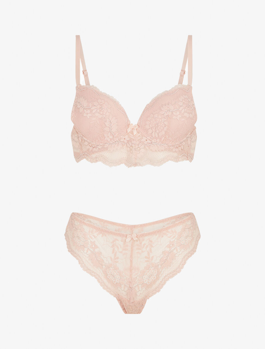 BLANCHE | Ensemble soutien-gorge et tanga à détail irisé - Rose