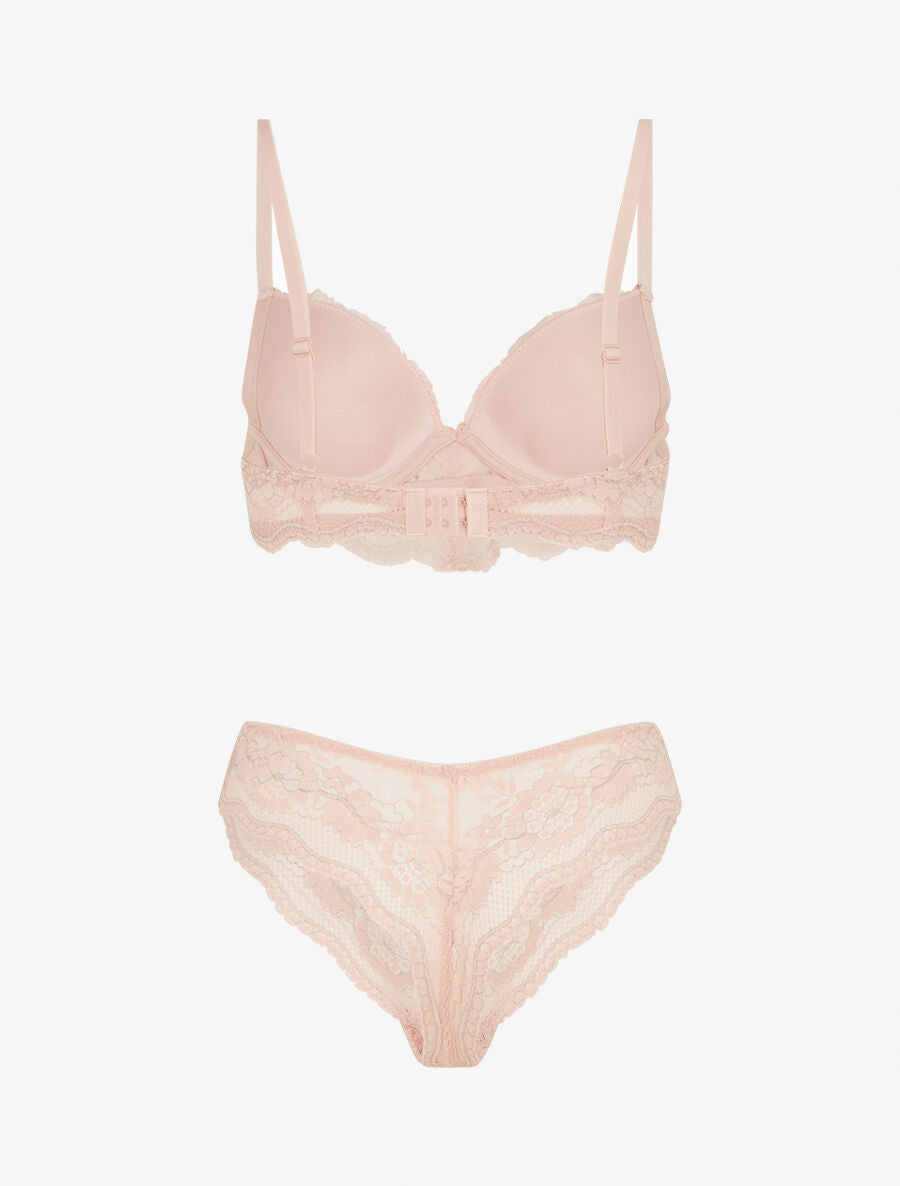 BLANCHE | Ensemble soutien-gorge et tanga à détail irisé - Rose