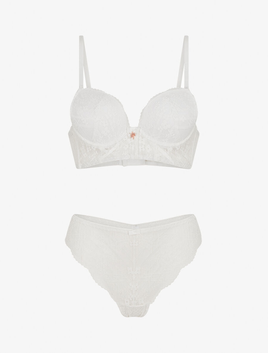 CHLOÉ | Ensemble soutien-gorge et tanga à bijoux arbre strassé - Blanc
