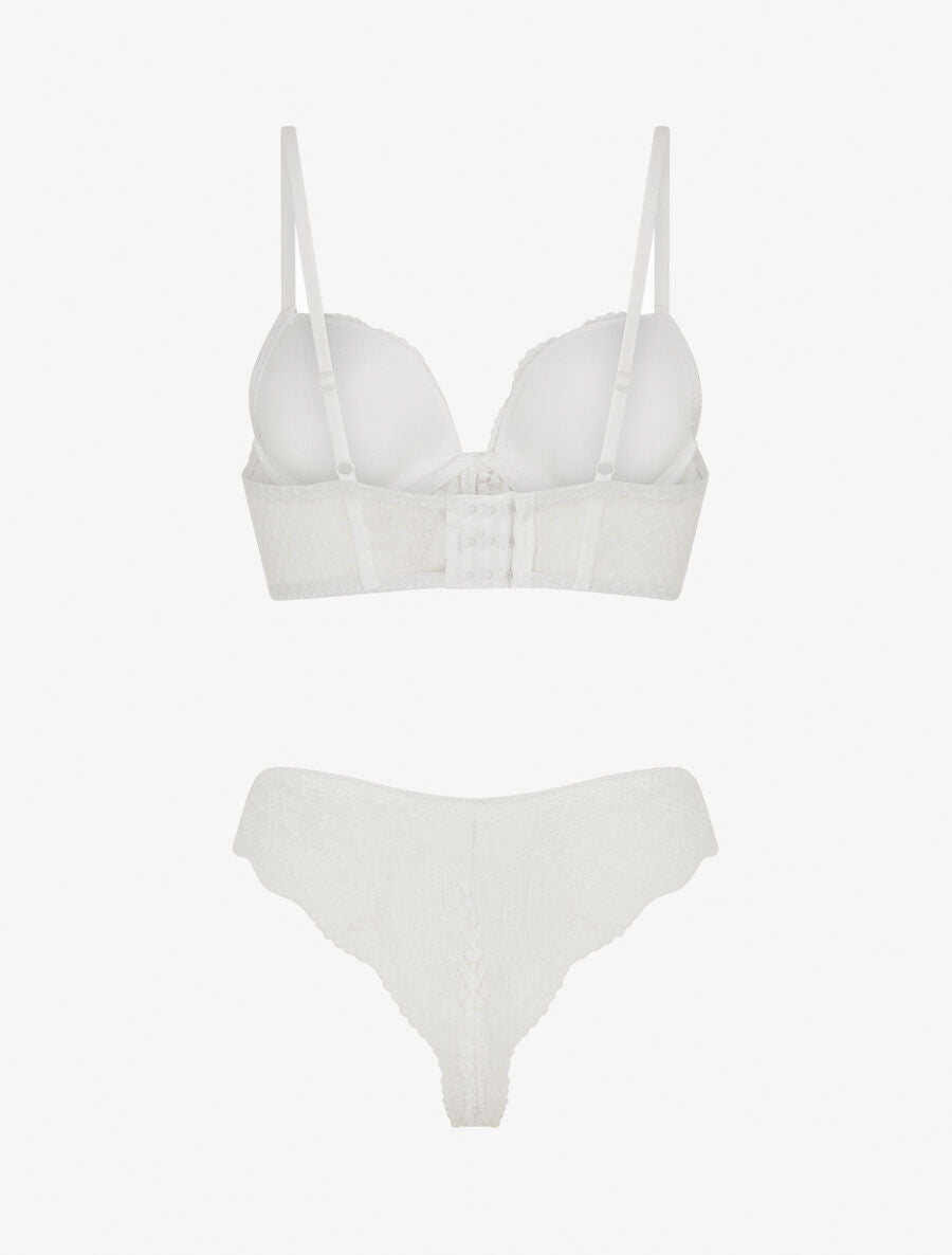 CHLOÉ | Ensemble soutien-gorge et tanga à bijoux arbre strassé - Blanc