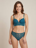 CHLOÉ | Ensemble soutien-gorge et tanga à bijoux arbre strassé - Bleu canard