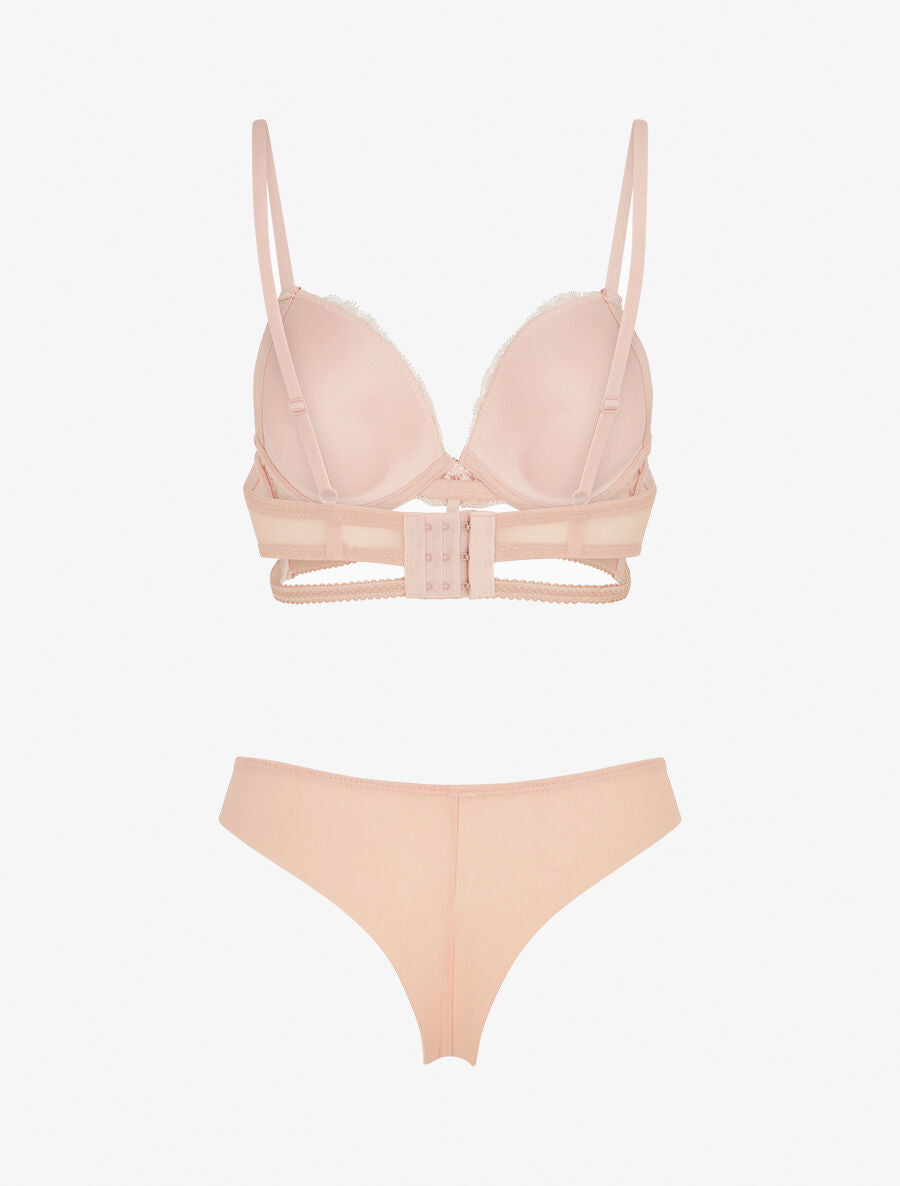 CARMEN | Ensemble soutien-gorge et tanga bicolore et bijoux strassé - Rose