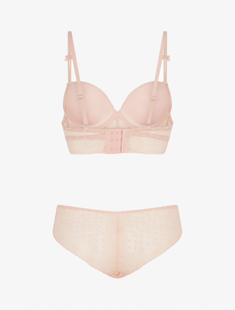 CAMILLE | Ensemble soutien-gorge et culotte et bijoux strassé - Rose