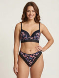 DOMITILLE | Ensemble soutien-gorge et tanga imprimé feuillage - Noir