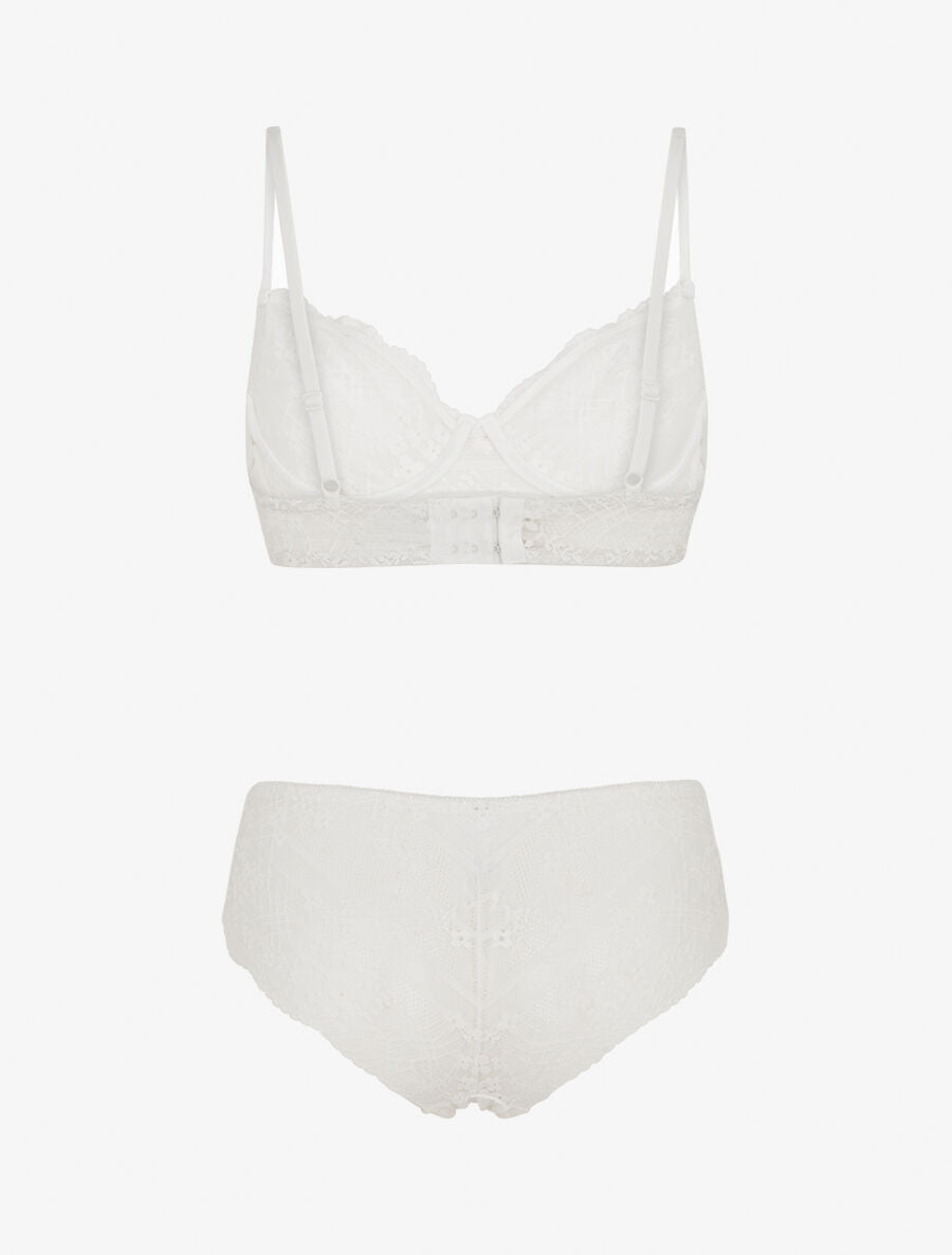 DELPHINE | Ensemble soutien-gorge et culotte à bijoux arbre strassé - Blanc