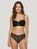 ÉLISE | Ensemble soutien-gorge et tanga ajouré en dentelle - Noir
