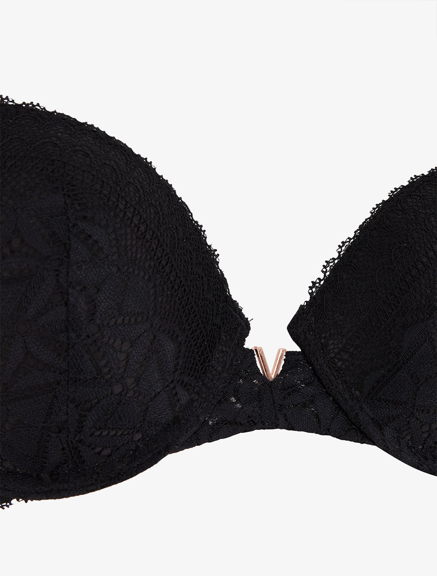 ÉLÉNA | Ensemble soutien-gorge et culotte ajouré et bijou - Noir