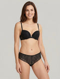ÉLÉNA | Ensemble soutien-gorge et culotte ajouré et bijou - Noir