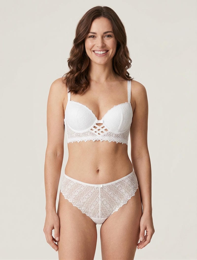 ÉLÉNA | Ensemble soutien-gorge et culotte ajouré et bijou - Blanc
