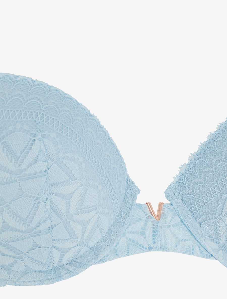 ÉLÉNA | Ensemble soutien-gorge et culotte ajouré et bijou - Bleu ciel