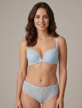ÉLÉNA | Ensemble soutien-gorge et culotte ajouré et bijou - Bleu ciel