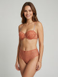 ELSA | Ensemble soutien-gorge et culotte ajouré à bretelles strassées - Terracotta