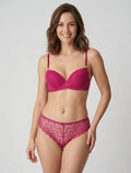 CLÉMENCE | Ensemble soutien-gorge et tanga ajouré à bijoux strassés - Fushia