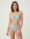 CLÉMENCE | Ensemble soutien-gorge et tanga ajouré à bijoux strassés - Vert gris