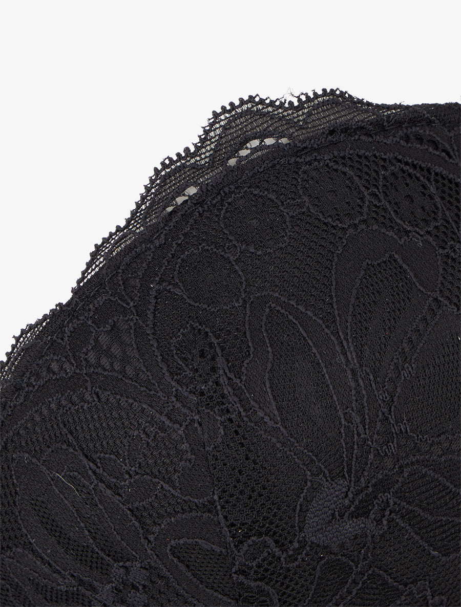 DIANE | Ensemble lingerie style corset à dentelle fleurie - Noir
